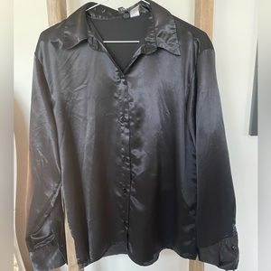 Black Satin Button Down US XS